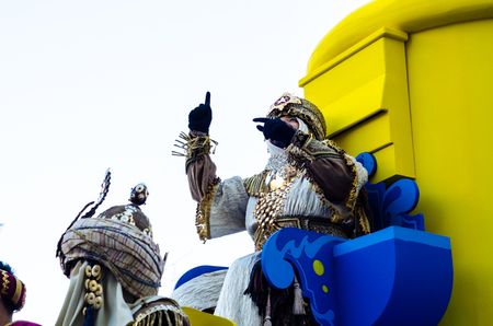VELEZ-MALAGA, SPAIN - JANUARY 5, 2018 Parade on the occasion of the Epiphany holiday  in Malaga province, holiday day, processionのeditorial素材