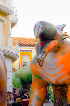 VELEZ-MALAGA, SPAIN - JANUARY 5, 2018 Parade on the occasion of the Epiphany holiday  in Malaga province, holiday day, processionのeditorial素材