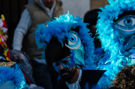 VELEZ-MALAGA, SPAIN - FEBRUARY 3, 2018
People in costumes celebrating carnival in Malaga province, carnival paradeのeditorial素材