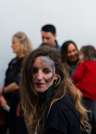 NERJA, SPAIN - FEBRUARY 11, 2018
People in costumes celebrating "Burial of the Sardine" in 
 Malaga province, funeral parade, carnivalのeditorial素材