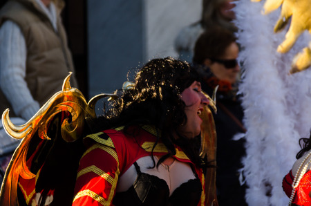 VELEZ-MALAGA, SPAIN - FEBRUARY 3, 2018
People in costumes celebrating carnival in Malaga province, carnival paradeのeditorial素材