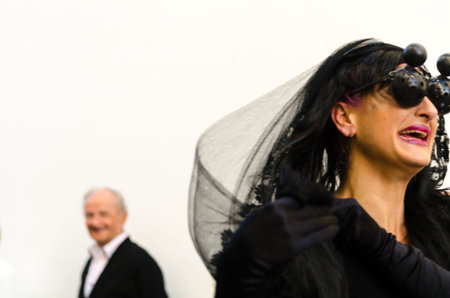 NERJA, SPAIN - FEBRUARY 11, 2018People in costumes celebrating Burial of the Sardine in  Malaga...