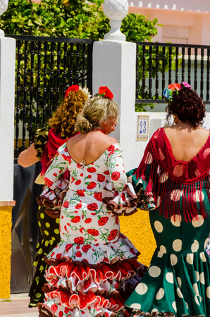 TORRE DEL MAR, SPAIN - APRIL 29, 2018 people participating in the celebration of the Catholic ceremony of transferring the holy figure in Spainのeditorial素材