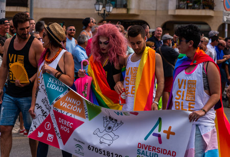 TORREMOLINOS, SPAIN - JUNE 2, 2018 LGBT march promoting equality and tolerance in a coastal town in...