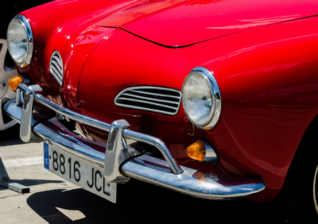 TORRE DEL MAR, SPAIN - JUNE 3, 2018 Old antique cars issued for tourists visiting a seaside town in Spainのeditorial素材