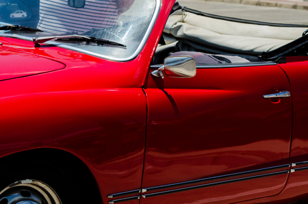 TORRE DEL MAR, SPAIN - JUNE 3, 2018 Old antique cars issued for tourists visiting a seaside town in Spainのeditorial素材