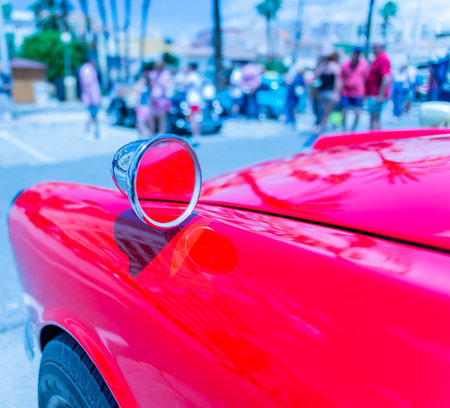 TORRE DEL MAR, SPAIN - JUNE 3, 2018 Old antique cars issued for tourists visiting a seaside town in...