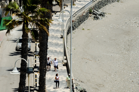 ALMUNECAR, SPAIN - JUNE 8, 2018 Landscape of the famous coastal town by the Mediterranean sea in Spainのeditorial素材
