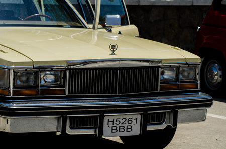 TORRE DEL MAR, SPAIN - JUNE 3, 2018 Old antique cars issued for tourists visiting a seaside town in Spainのeditorial素材