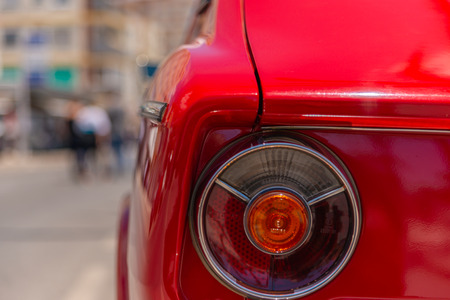 TORRE DEL MAR, SPAIN - JUNE 3, 2018 Old antique cars issued for tourists visiting a seaside town in Spainのeditorial素材