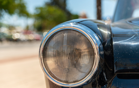 TORRE DEL MAR, SPAIN - JUNE 3, 2018 Old antique cars issued for tourists visiting a seaside town in Spainのeditorial素材