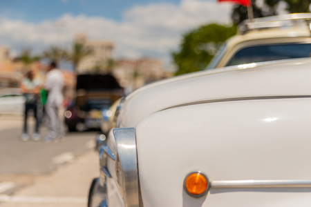 TORRE DEL MAR, SPAIN - JUNE 3, 2018 Old antique cars issued for tourists visiting a seaside town in Spainのeditorial素材