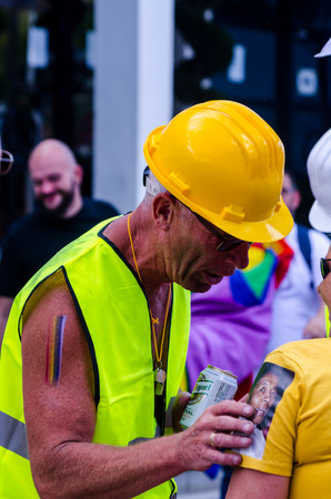 TORREMOLINOS, SPAIN - JUNE 2, 2018 LGBT march promoting equality and tolerance in a coastal town in Andaluciaのeditorial素材