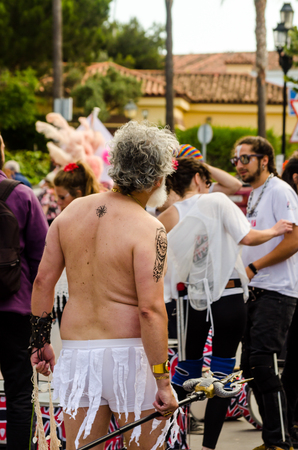 TORREMOLINOS, SPAIN - JUNE 2, 2018 LGBT march promoting equality and tolerance in a coastal town in Andaluciaのeditorial素材