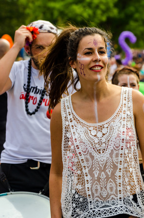 TORREMOLINOS, SPAIN - JUNE 2, 2018 LGBT march promoting equality and tolerance in a coastal town in Andaluciaのeditorial素材