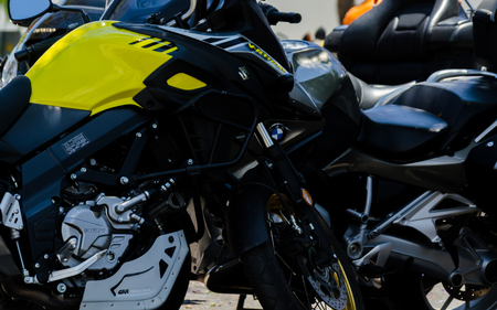 NERJA, SPAIN - JUNE 10, 2018 People and bikes on the motorcycle rally in a seaside Spanish townのeditorial素材