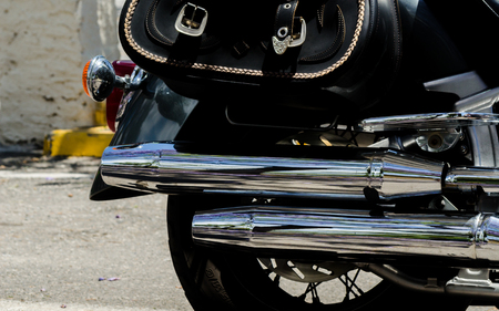 NERJA, SPAIN - JUNE 10, 2018 People and bikes on the motorcycle rally in a seaside Spanish townのeditorial素材