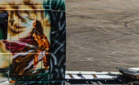 TORROX, SPAIN - JULY 22, 2018 show of tractor units for visitors, powerful machines gathered in a square in an Andalusian townのeditorial素材