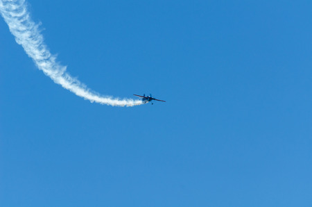 TORRE DEL MAR, SPAIN - JULY 29, 2018 planes flying over the beach in a seaside town, aerobatics airshow in Andalusiaのeditorial素材