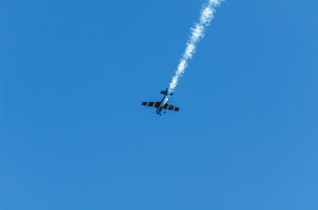 TORRE DEL MAR, SPAIN - JULY 29, 2018 planes flying over the beach in a seaside town, aerobatics airshow in Andalusiaのeditorial素材