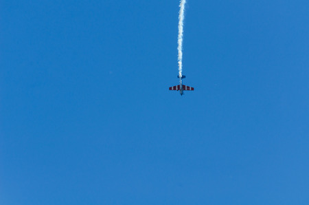 TORRE DEL MAR, SPAIN - JULY 29, 2018 planes flying over the beach in a seaside town, aerobatics airshow in Andalusiaのeditorial素材