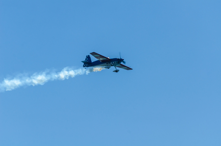 TORRE DEL MAR, SPAIN - JULY 29, 2018 planes flying over the beach in a seaside town, aerobatics airshow in Andalusiaのeditorial素材