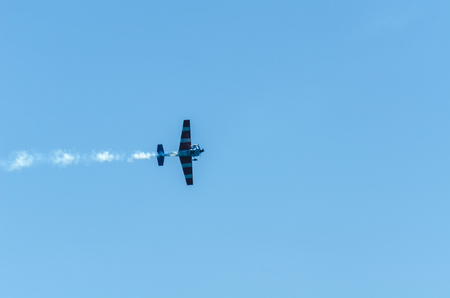 TORRE DEL MAR, SPAIN - JULY 29, 2018 planes flying over the beach in a seaside town, aerobatics airshow in Andalusiaのeditorial素材