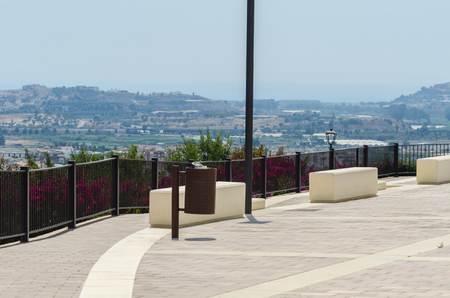 VELEZ-MALAGA, SPAIN - AUGUST 24, 2018 Plants and  trees in the park in a Spanish city, characteristic architecture in the south of Spainのeditorial素材