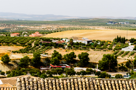 BAENA, SPAIN - SEPTEMBER 12, 2018 A panorama of an old Spanish town next to Cordoba, the characteristic architecture of old Andalusiaのeditorial素材