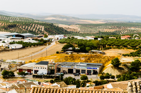 BAENA, SPAIN - SEPTEMBER 12, 2018 A panorama of an old Spanish town next to Cordoba, the characteristic architecture of old Andalusiaのeditorial素材