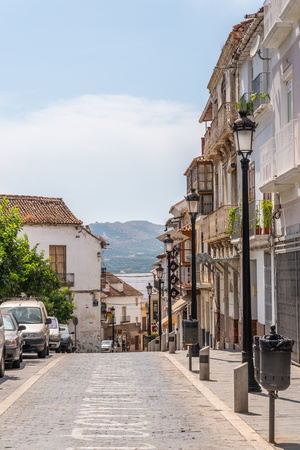 VELEZ-MALAGA, SPAIN - AUGUST 17, 2018 Empty streets during a siesta in a Spanish city, characteristic architecture in the south of Spainのeditorial素材