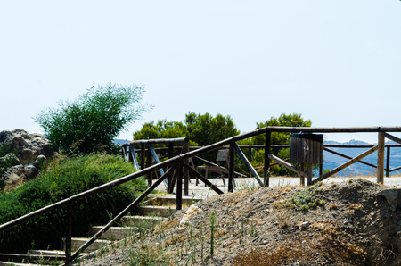 VELEZ-MALAGA, SPAIN - AUGUST 24, 2018 Plants and  trees in the park in a Spanish city, characteristic architecture in the south of Spainのeditorial素材