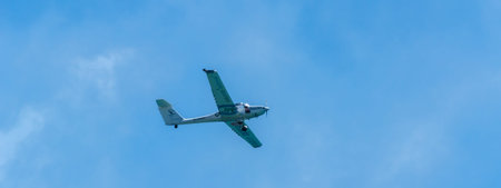 TORRE DEL MAR, SPAIN - JULY 29, 2018 planes flying over the beach in a seaside town, aerobatics...