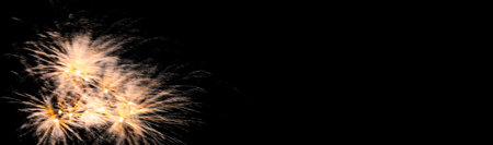 Amazing fireworks in the black sky, grand spectacle at the beginning of the new year, party