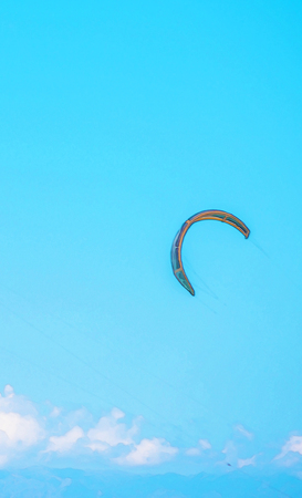 Kitesurfing on the waves of the sea in Spain, watercolor painted, active sportの写真素材