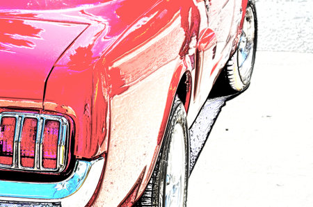 illustration of an old car, drawing of a classic vehicle, vintage poster