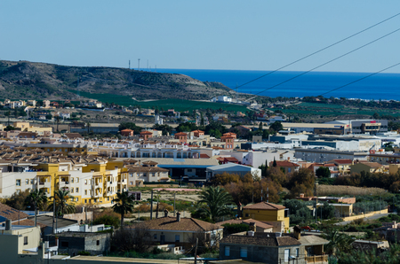 VERA, SPAIN - JANUARY 25, 2019 A panorama of an old Spanish town next to Almeria, the characteristic architecture of old Andalusiaのeditorial素材