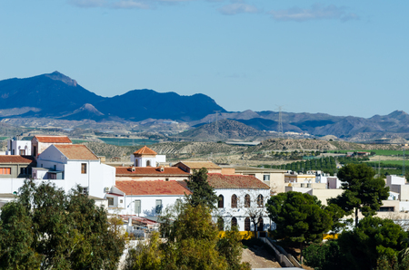 VERA, SPAIN - JANUARY 25, 2019 A panorama of an old Spanish town next to Almeria, the characteristic architecture of old Andalusiaのeditorial素材