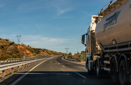 GRANADA SPAIN, DECEMBER 15, 2018 A-92 expressway leading to the city of Granada in Spain, European road infrastructureのeditorial素材