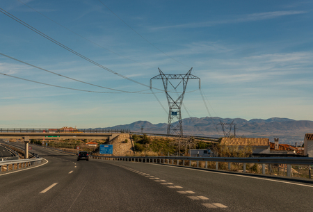 GRANADA SPAIN, DECEMBER 15, 2018 A-92 expressway leading to the city of Granada in Spain, European road infrastructureのeditorial素材
