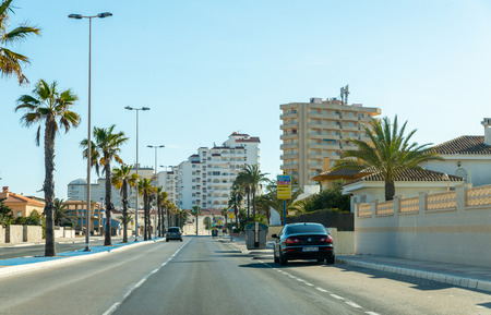 LA MANGA, SPAIN, MARCH 4, 2019 Avenida Gran VÃ­a de la Manga from Cabo de Palos to the Punta del MojÃ³n.のeditorial素材