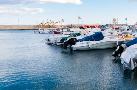 GARRUCHA, SPAIN - FEBRUARY 2, 2019   A beautiful marina with luxury yachts and motor boats in the tourist seaside town of Garruchaのeditorial素材