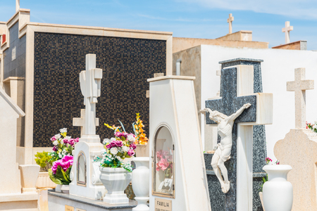 CANTERAS, SPAIN - 2 APRIL 2019 An old cemetery with beautiful tombstones for residents of three nearby towns in the Murcia regionのeditorial素材
