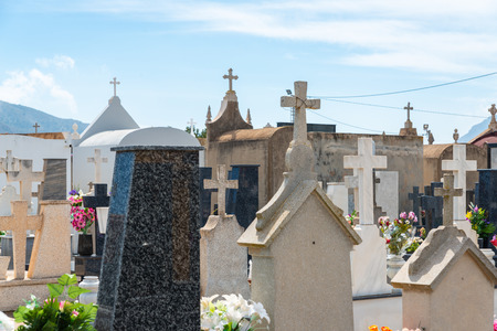 CANTERAS, SPAIN - 2 APRIL 2019 An old cemetery with beautiful tombstones for residents of three nearby towns in the Murcia regionのeditorial素材