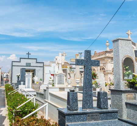 CANTERAS, SPAIN - 2 APRIL 2019 An old cemetery with beautiful tombstones for residents of three nearby towns in the Murcia regionのeditorial素材