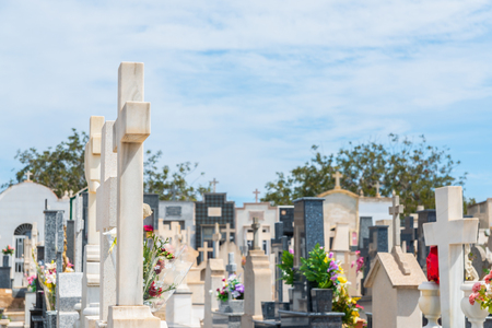 CANTERAS, SPAIN - 2 APRIL 2019 An old cemetery with beautiful tombstones for residents of three nearby towns in the Murcia regionのeditorial素材