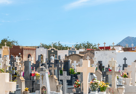 CANTERAS, SPAIN - 2 APRIL 2019 An old cemetery with beautiful tombstones for residents of three nearby towns in the Murcia regionのeditorial素材
