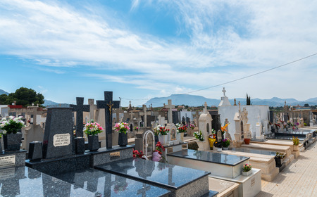 CANTERAS, SPAIN - 2 APRIL 2019 An old cemetery with beautiful tombstones for residents of three nearby towns in the Murcia regionのeditorial素材