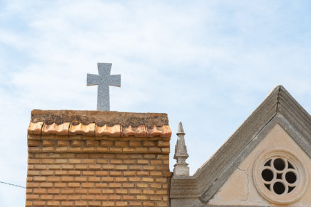 CANTERAS, SPAIN - 2 APRIL 2019 An old cemetery with beautiful tombstones for residents of three...