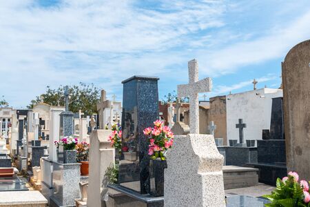 CANTERAS, SPAIN - 2 APRIL 2019 An old cemetery with beautiful tombstones for residents of three nearby towns in the Murcia regionのeditorial素材